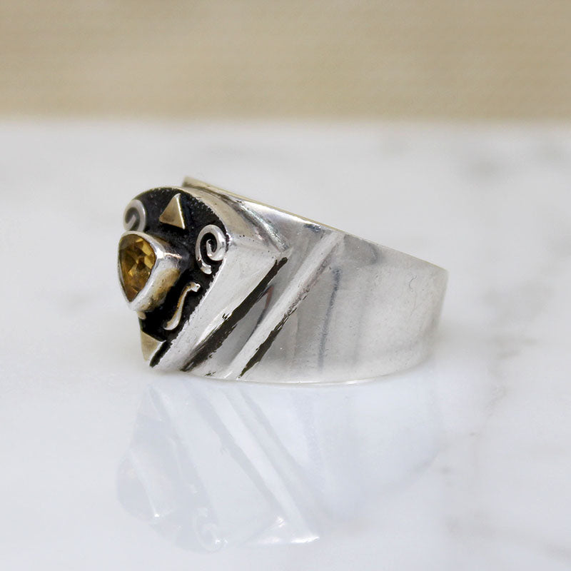 New Wave Triangles Sterling & Citrine Ring