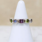 Cabochon Cut Peridot, Amethyst & Labradorite Eternity Band