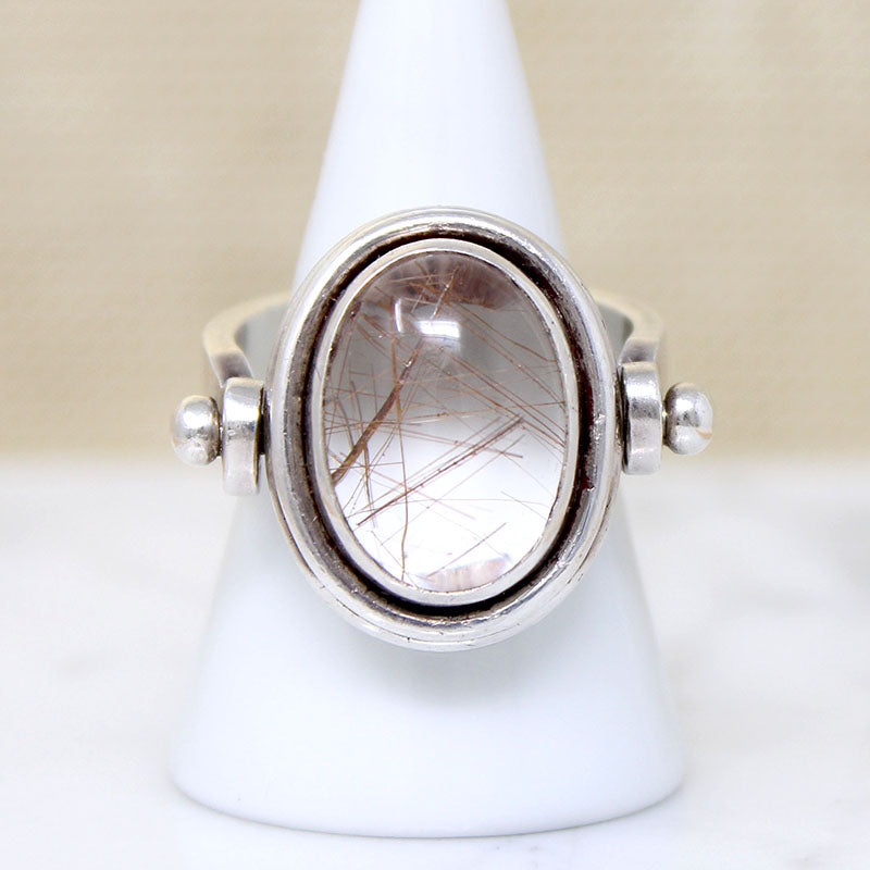 Rulitaled Quartz in Sterling Swivel Ring