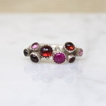 Berry-Colored Garnets in Sterling Silver Ring