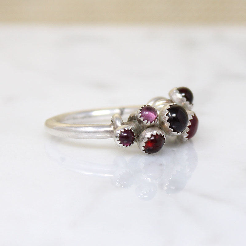 Berry-Colored Garnets in Sterling Silver Ring