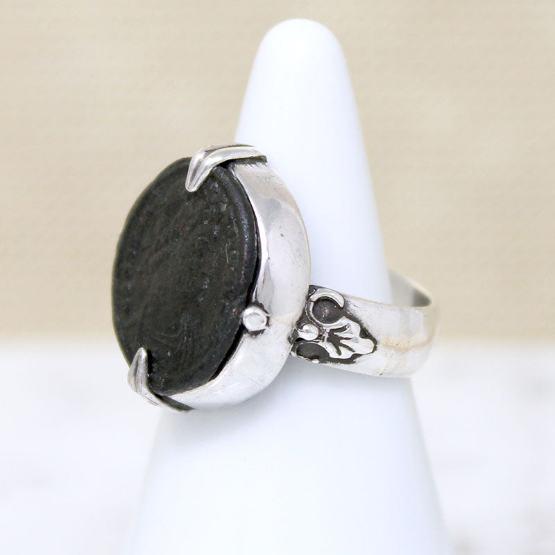 Ancient Coin in Handsome Sterling Ring