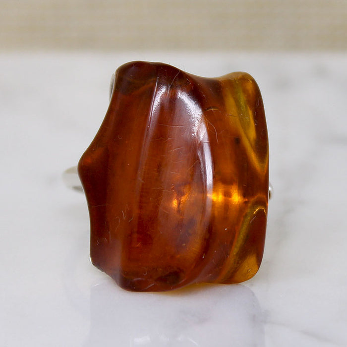 Monumental Amber I Sterling Silver Modernist Ring