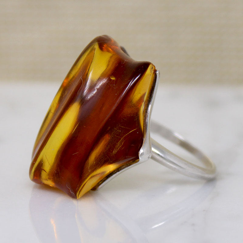 Monumental Amber I Sterling Silver Modernist Ring