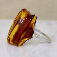 Monumental Amber I Sterling Silver Modernist Ring