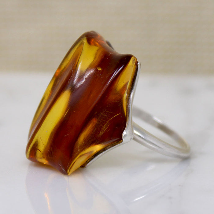 Monumental Amber I Sterling Silver Modernist Ring