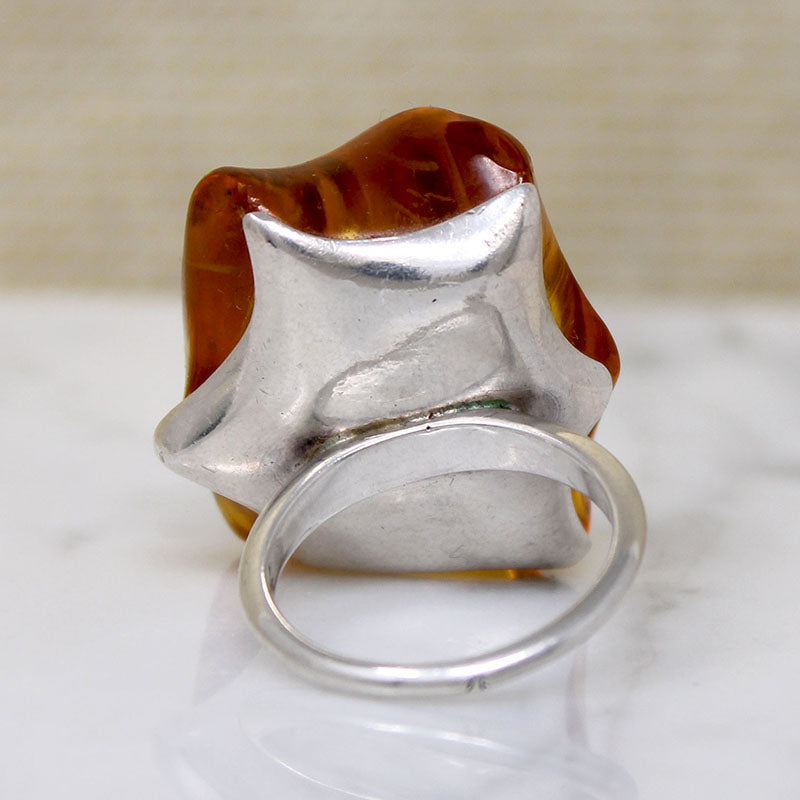 Monumental Amber I Sterling Silver Modernist Ring