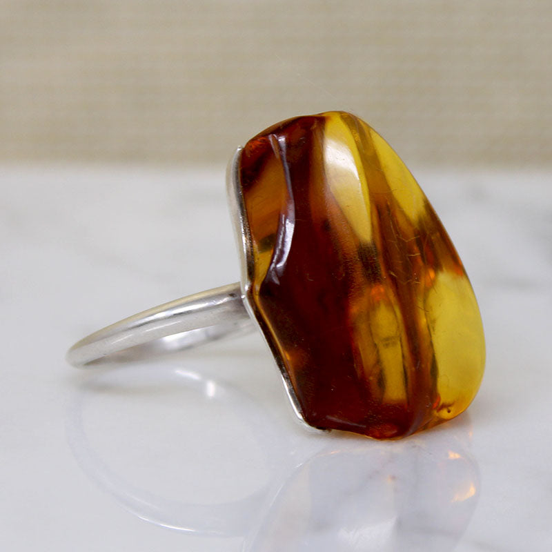 Monumental Amber I Sterling Silver Modernist Ring