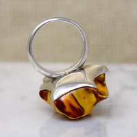Monumental Amber I Sterling Silver Modernist Ring