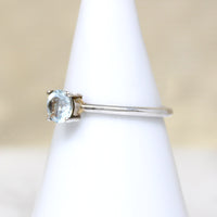 Icy Round Aquamarine in Sterling Solitaire Ring
