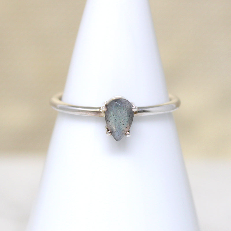 Labradorite Teardrop in Sterling Solitaire Ring