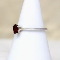 Deep Red Garnet Teardrop in Sterling Solitaire Ring
