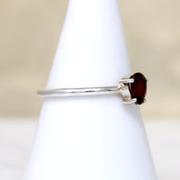 Deep Red Garnet Teardrop in Sterling Solitaire Ring