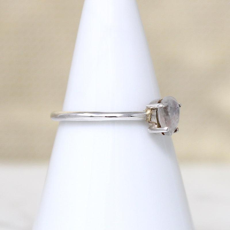Radiant Moonstone Teardrop in Sterling Solitaire Ring