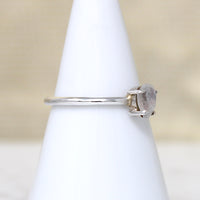 Radiant Moonstone Teardrop in Sterling Solitaire Ring