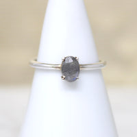 Enchanting Oval Labradorite in Sterling Solitaire Ring