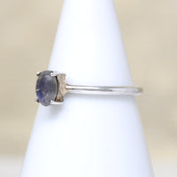 Enchanting Oval Labradorite in Sterling Solitaire Ring