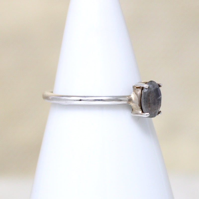 Enchanting Oval Labradorite in Sterling Solitaire Ring