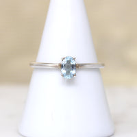 Cool Oval Aquamarine in Sterling Solitaire Ring
