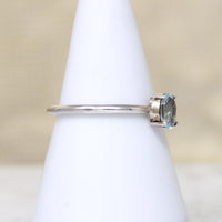 Cool Oval Aquamarine in Sterling Solitaire Ring
