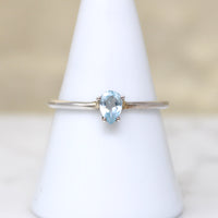 Glittering Aquamarine Teardrop in Sterling Solitaire Ring