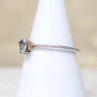 Glittering Aquamarine Teardrop in Sterling Solitaire Ring