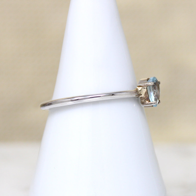 Glittering Aquamarine Teardrop in Sterling Solitaire Ring