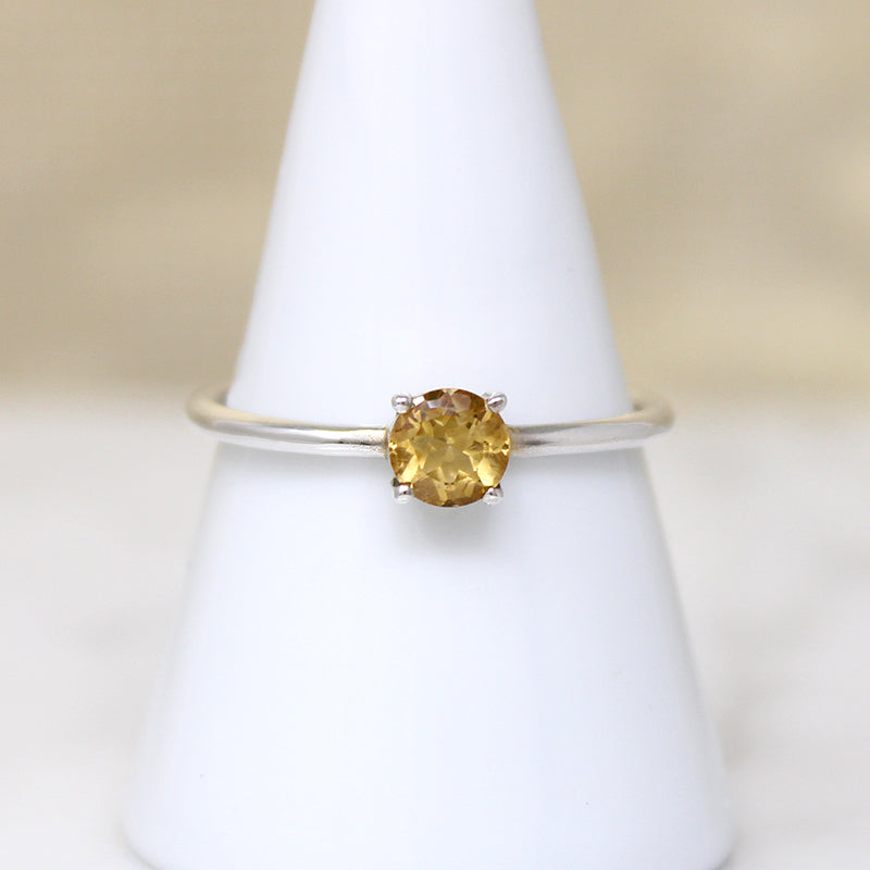 Radiant Citrine in Sterling Silver Solitaire Ring