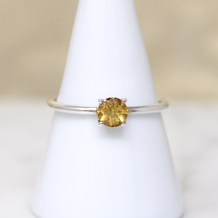 Radiant Citrine in Sterling Silver Solitaire Ring