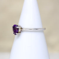 Regal Amethyst Teardrop in Sterling Solitaire Ring