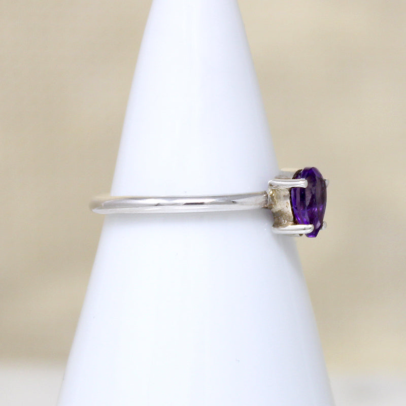 Regal Amethyst Teardrop in Sterling Solitaire Ring