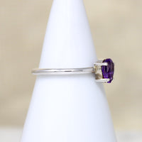 Regal Amethyst Teardrop in Sterling Solitaire Ring