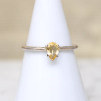 Sunny Citrine Teardrop in Sterling Solitaire Ring