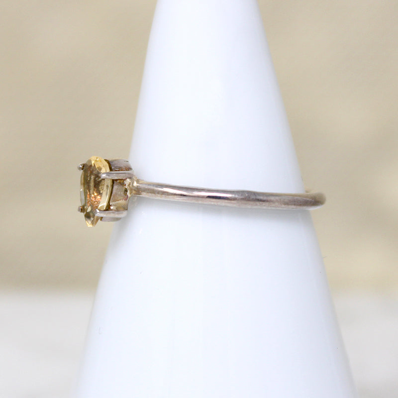 Sunny Citrine Teardrop in Sterling Solitaire Ring