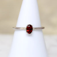 Glowing Oval Garnet in Sterling Silver Solitaire Ring