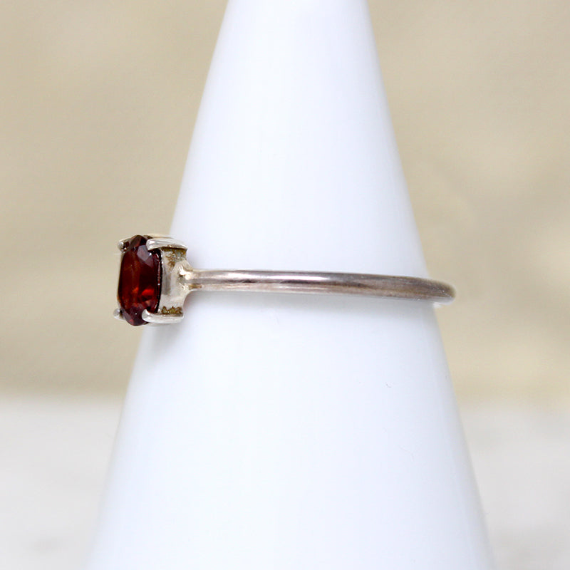 Glowing Oval Garnet in Sterling Silver Solitaire Ring