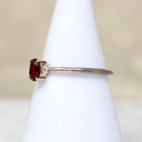 Glowing Oval Garnet in Sterling Silver Solitaire Ring