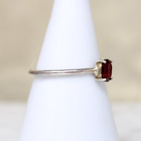Glowing Oval Garnet in Sterling Silver Solitaire Ring