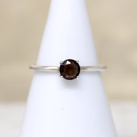 Warm Smoky Quartz in Cool Sterling Solitaire Ring