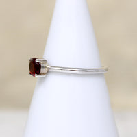 Sanguine Round Garnet in Sterling Solitaire Ring