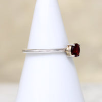 Sanguine Round Garnet in Sterling Solitaire Ring