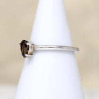Smoldering Smoky Quartz Teardrop in Sterling Ring
