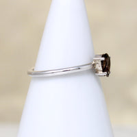 Smoldering Smoky Quartz Teardrop in Sterling Ring
