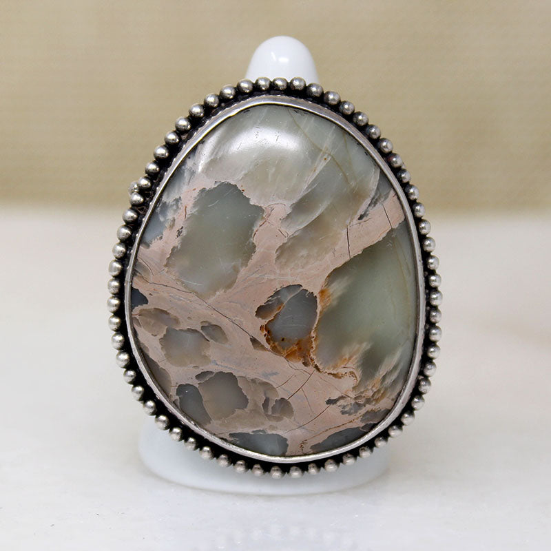 Superb Green Jasper in Sterling Silver Ring
