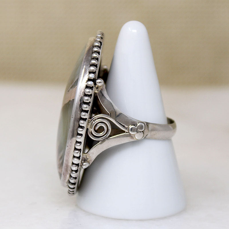 Superb Green Jasper in Sterling Silver Ring