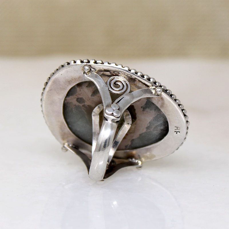 Superb Green Jasper in Sterling Silver Ring