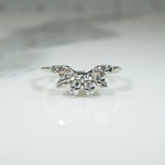 Diamond Set Leafy Curved Wedding Band