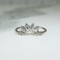 Diamond Set Leafy Curved Wedding Band