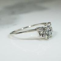 Diamond Set Leafy Curved Wedding Band