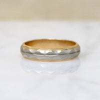 Chic 14k Two-Tone Gold Engraved Wedding Band